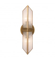  WV332815VBCR-Cairo 15-in Ribbed Glass/Vintage Brass 2 Lights Wall/Vanity