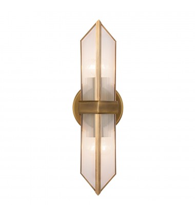  WV332815VBCR-Cairo 15-in Ribbed Glass/Vintage Brass 2 Lights Wall/Vanity