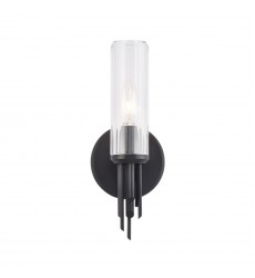 WV335103MBCR-Torres 3-in Clear Ribbed Glass/Matte Black 1 Light Wall/Vanity  WV335103MBCR-Torres 3-in Clear Ribbed Glass/Matte Black 1 Light Wall/Vanity