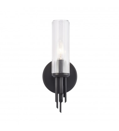 WV335103MBCR-Torres 3-in Clear Ribbed Glass/Matte Black 1 Light Wall/Vanity  WV335103MBCR-Torres 3-in Clear Ribbed Glass/Matte Black 1 Light Wall/Vanity