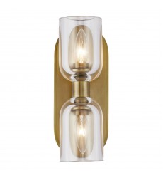  WV338902VBCC-Lucian 11-in Clear Crystal/Vintage Brass 2 Lights Wall/Vanity