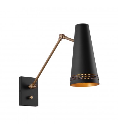  WV342105MBHL-Brickell 5-in Matte Black/Hazelnut Leather 1 Light Wall/Vanity