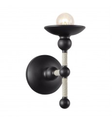 WV343104MBCN-Nadine 4-in Matte Black/Cotton 1 Light Wall/Vanity  WV343104MBCN-Nadine 4-in Matte Black/Cotton 1 Light Wall/Vanity