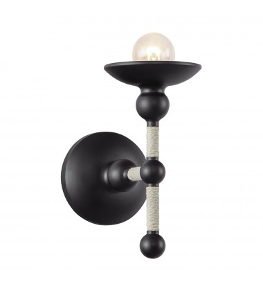 WV343104MBCN-Nadine 4-in Matte Black/Cotton 1 Light Wall/Vanity  WV343104MBCN-Nadine 4-in Matte Black/Cotton 1 Light Wall/Vanity
