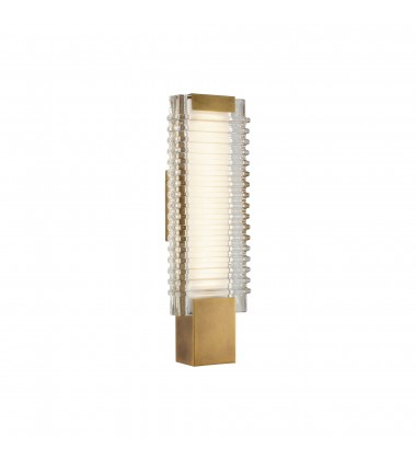  WV374118VBCR-Alai 17-in Vintage Brass/Ribbed Glass LED Wall Vanity