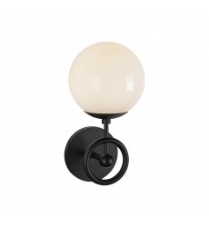  WV407306MBGO-Fiore 6-in Matte Black/Glossy Opal Glass 1 Light Wall Vanity