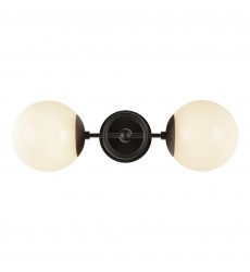  WV407618MBGO-Fiore 18-in Matte Black/Glossy Opal Glass 2 Lights Wall Vanity