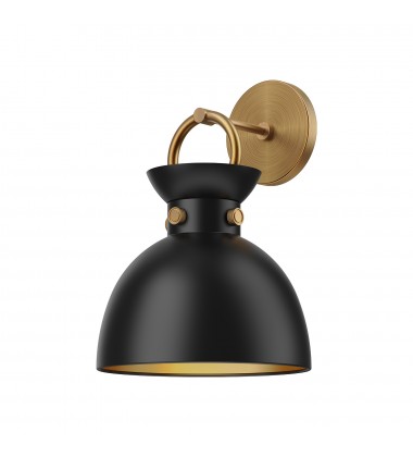 WV411309AGMB-Waldo 9-in Aged Gold/Matte Black 1 Light Wall/Vanity