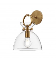  WV411809AGCL-Waldo 9-in Aged Gold/Clear 1 Light Wall/Vanity
