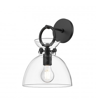  WV411809MBCL-Waldo 9-in Matte Black/Clear Glass 1 Light Wall/Vanity