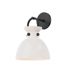  WV411809MBGO-Waldo 9-in Matte Black/Glossy Opal Glass 1 Light Wall/Vanity