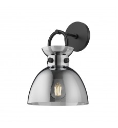  WV411809MBSM-Waldo 9-in Matte Black/Smoked 1 Light Wall/Vanity
