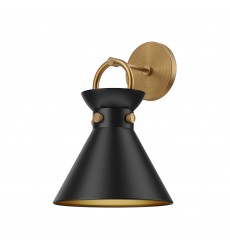  WV412009AGMB-Emerson 9-in Aged Gold/Matte Black 1 Light Wall/Vanity