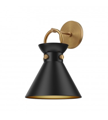  WV412009AGMB-Emerson 9-in Aged Gold/Matte Black 1 Light Wall/Vanity