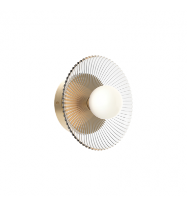 WV417510BGCR-UNV-Hera 9-in Brushed Gold/Clear Ribbed Glass LED Wall/Vanity WV417510BGCR-UNV-Hera 9-in Brushed Gold/Clear Ribbed Glass LED Wall/Vanity