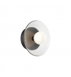 WV417510MBCR-Hera 9-in Matte Black/Clear Ribbed Glass LED Wall/Vanity WV417510MBCR-Hera 9-in Matte Black/Clear Ribbed Glass LED Wall/Vanity