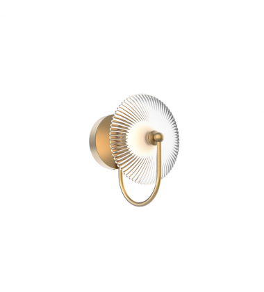 WV417801BGCR-UNV-Hera 9-in Brushed Gold/Clear Ribbed Glass LED Wall/Vanity WV417801BGCR-UNV-Hera 9-in Brushed Gold/Clear Ribbed Glass LED Wall/Vanity