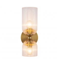 WV442612BGCR-Nelly 12-in Brushed Gold/Clear Ribbed Glass Socket Wall/Vanity Light WV442612BGCR-Nelly 12-in Brushed Gold/Clear Ribbed Glass Socket Wall/Vanity Light