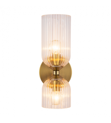WV442612BGCR-Nelly 12-in Brushed Gold/Clear Ribbed Glass Socket Wall/Vanity Light WV442612BGCR-Nelly 12-in Brushed Gold/Clear Ribbed Glass Socket Wall/Vanity Light