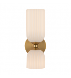 WV442612BGGR-Nelly 12-in Brushed Gold/Glossy Ribbed Opal Glass Socket Wall/Vanity Light WV442612BGGR-Nelly 12-in Brushed Gold/Glossy Ribbed Opal Glass Socket Wall/Vanity Light