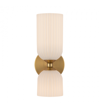 WV442612BGGR-Nelly 12-in Brushed Gold/Glossy Ribbed Opal Glass Socket Wall/Vanity Light WV442612BGGR-Nelly 12-in Brushed Gold/Glossy Ribbed Opal Glass Socket Wall/Vanity Light