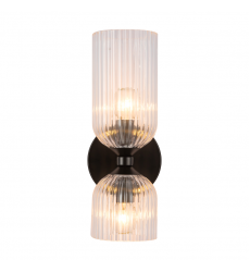 WV442612MBCR-Nelly 12-in Matte Black/Clear Ribbed Glass Socket Wall/Vanity Light WV442612MBCR-Nelly 12-in Matte Black/Clear Ribbed Glass Socket Wall/Vanity Light