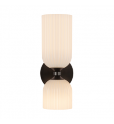 WV442612MBGR-Nelly 12-in Matte Black/Glossy Ribbed Opal Glass Socket Wall/Vanity Light WV442612MBGR-Nelly 12-in Matte Black/Glossy Ribbed Opal Glass Socket Wall/Vanity Light