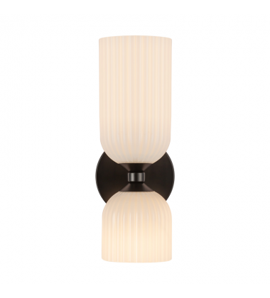WV442612MBGR-Nelly 12-in Matte Black/Glossy Ribbed Opal Glass Socket Wall/Vanity Light WV442612MBGR-Nelly 12-in Matte Black/Glossy Ribbed Opal Glass Socket Wall/Vanity Light