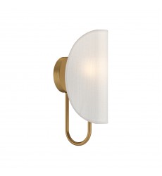  WV450706AGCW-Seno 6-in Aged Gold/White Cotton Fabric 1 Light Wall/Vanity