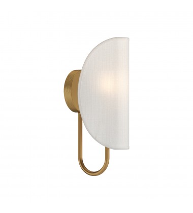  WV450706AGCW-Seno 6-in Aged Gold/White Cotton Fabric 1 Light Wall/Vanity