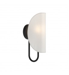  WV450706MBCW-Seno 6-in Matte Black/White Cotton Fabric 1 Light Wall/Vanity