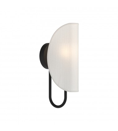  WV450706MBCW-Seno 6-in Matte Black/White Cotton Fabric 1 Light Wall/Vanity