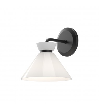 WV470108MBGO-Halston 8-in Glossy Opal Glass/Matte Black 1 Light Wall/Vanity WV470108MBGO-Halston 8-in Glossy Opal Glass/Matte Black 1 Light Wall/Vanity