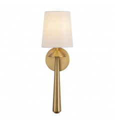WV497106BGWL-Bridgette 16-in Brushed Gold/White Linen Socket Wall/Vanity Light WV497106BGWL-Bridgette 16-in Brushed Gold/White Linen Socket Wall/Vanity Light