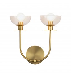  WV515212BGCL-Sylvia 12-in Brushed Gold/Clear Glass 2 Lights Wall Vanity