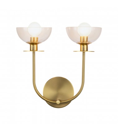  WV515212BGCL-Sylvia 12-in Brushed Gold/Clear Glass 2 Lights Wall Vanity
