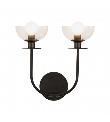 WV515212MBCL-Sylvia 12-in Matte Black/Clear Glass 2 Lights Wall Vanity WV515212MBCL-Sylvia 12-in Matte Black/Clear Glass 2 Lights Wall Vanity