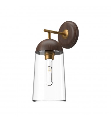  WV542007AGWT-Emil 7-in Aged Gold/Walnut 1 Light Wall/Vanity