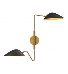  WV550224MBAG-Oscar 6-in Aged Gold/Matte Black 2 Lights Wall/Vanity
