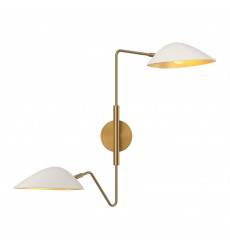  WV550224WHAG-Oscar 6-in Aged Gold/White 2 Lights Wall/Vanity