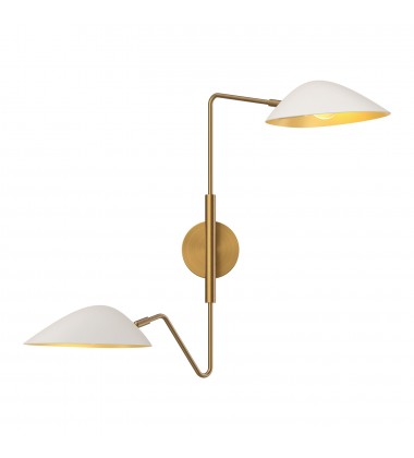  WV550224WHAG-Oscar 6-in Aged Gold/White 2 Lights Wall/Vanity
