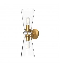  WV570221BGCL-Salem 6-in Brushed Gold/Clear Glass 2 Lights Wall/Vanity