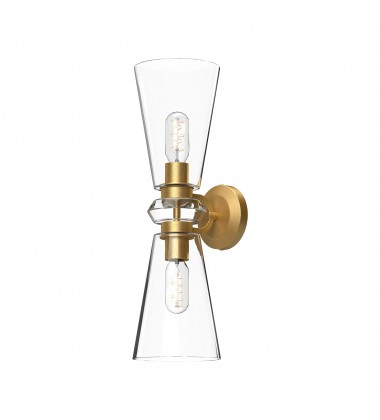  WV570221BGCL-Salem 6-in Brushed Gold/Clear Glass 2 Lights Wall/Vanity