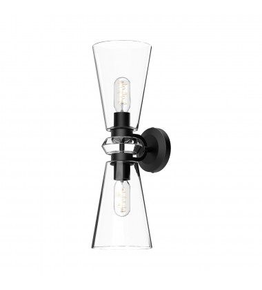  WV570221MBCL-Salem 6-in Clear Glass/Matte Black 2 Lights Wall/Vanity