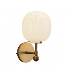WV579107BGGR-Cherise 7-in Brushed Gold/Glossy Ribbed Opal Glass Socket Wall/Vanity Light