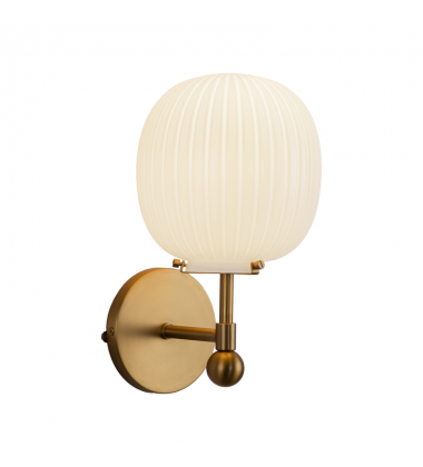 WV579107BGGR-Cherise 7-in Brushed Gold/Glossy Ribbed Opal Glass Socket Wall/Vanity Light WV579107BGGR-Cherise 7-in Brushed Gold/Glossy Ribbed Opal Glass Socket Wall/Vanity Light