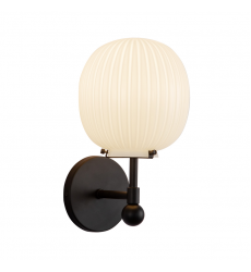 WV579107MBGR-Cherise 7-in Matte Black/Glossy Ribbed Opal Glass Socket Wall/Vanity Light