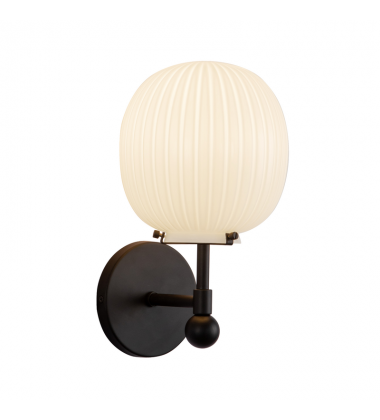 WV579107MBGR-Cherise 7-in Matte Black/Glossy Ribbed Opal Glass Socket Wall/Vanity Light WV579107MBGR-Cherise 7-in Matte Black/Glossy Ribbed Opal Glass Socket Wall/Vanity Light