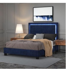  Lumina-60'' Platform Bed-Blue (101-088Q-BL) - Worldwide HomeFurnishings