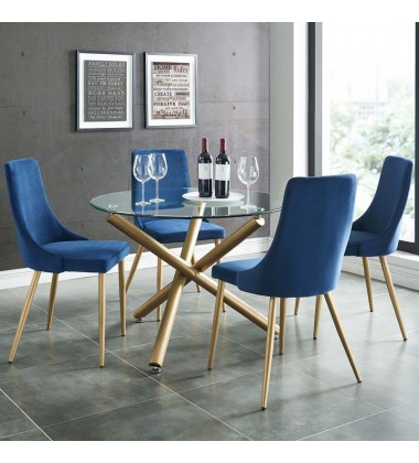  Carmilla Dining 5Pc Set-Chair Blue (207-353GD_BLU) - Worldwide HomeFurnishings